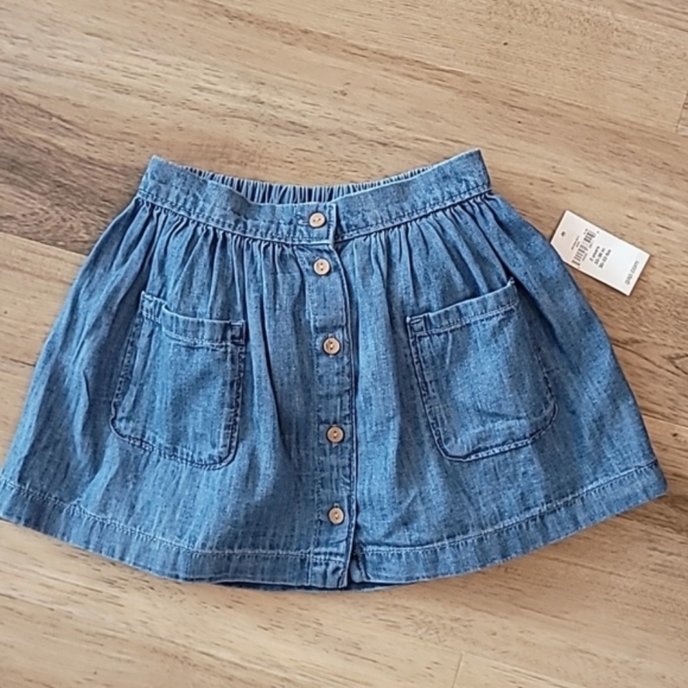 NWT GAP Denim Chambray Button Front Pocket Skirt w Bloomers 2T